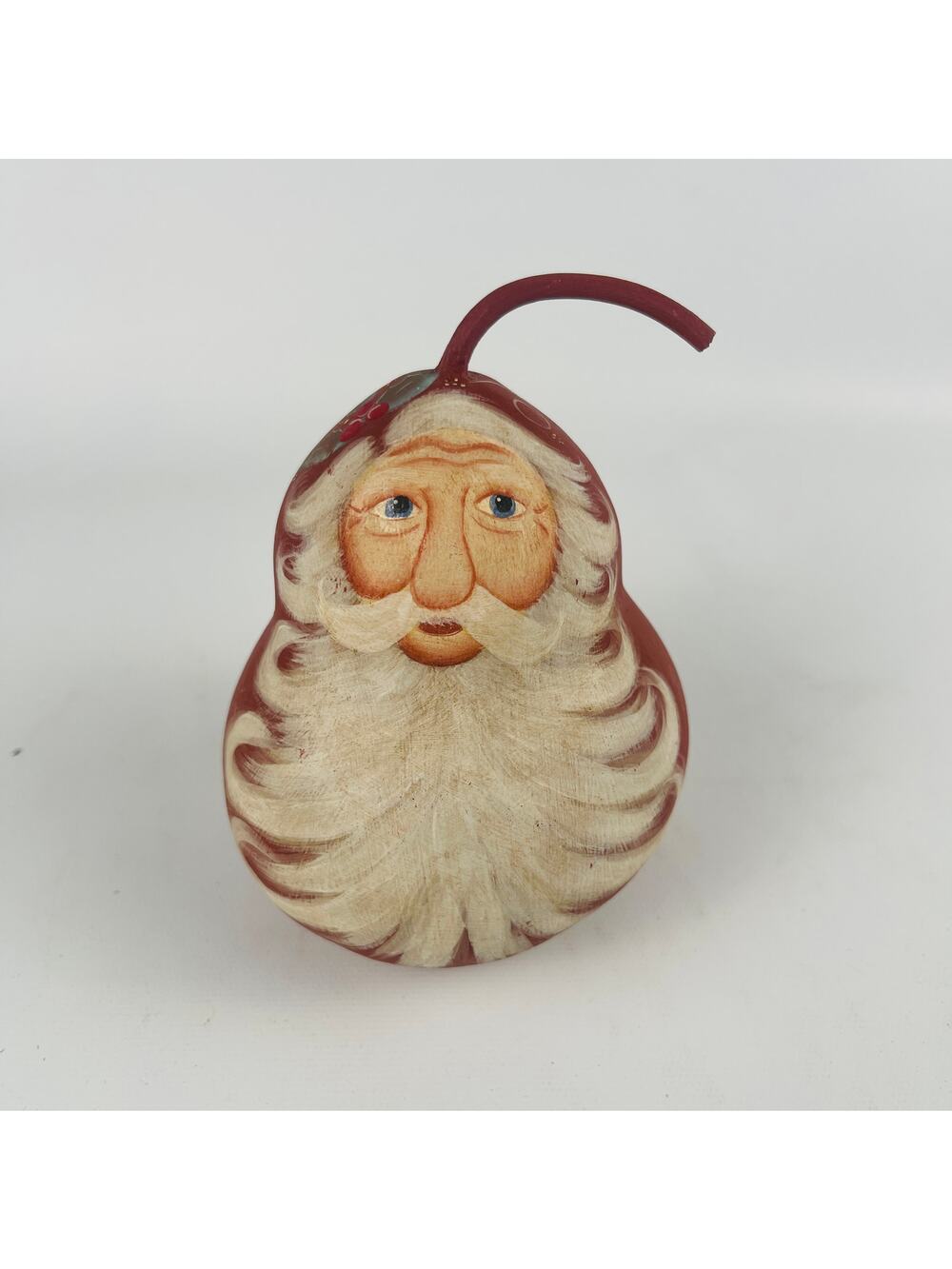 Hand Painted Folk Art Santa Gourd 4 1/2” Signed 1994
